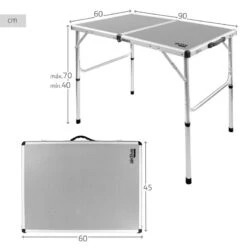 AKTIVE - Table De Camping Pliante, Réglable En 2 Hauteurs, 90x60x40/70 Cm, Gris -Camp - Vélo Kids Magasin aktive table de camping pliante reglable en 2 hauteurs 90x60x4070 cm gris 3