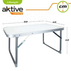 AKTIVE - Table Pliante . Table Basse Blanche En Aluminium - 40x60x40 Cm -Camp - Vélo Kids Magasin aktive table pliante table basse blanche en aluminium 40x60x40 cm 3