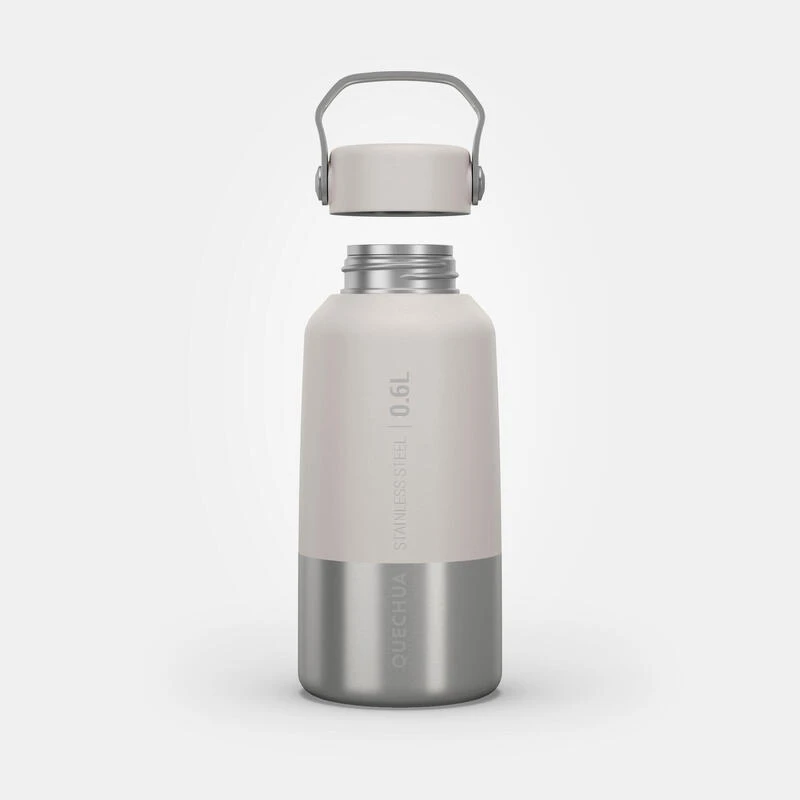 Quechua Gourde Inox 0,6L Avec Bouchon à Vis Pour La Randonnée - Blanc 2 Quechua Gourde Inox 0,6L Avec Bouchon à Vis Pour La Randonnée - Blanc – Image 2