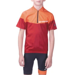 BTWIN Maillot Manches Courtes Vélo Enfant 500 Rouge -Camp - Vélo Kids Magasin maillot manches courtes velo enfant 500 rouge 2