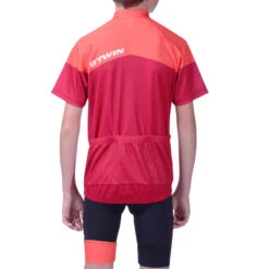 BTWIN Maillot Manches Courtes Vélo Enfant 500 Rouge -Camp - Vélo Kids Magasin maillot manches courtes velo enfant 500 rouge 3