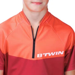BTWIN Maillot Manches Courtes Vélo Enfant 500 Rouge -Camp - Vélo Kids Magasin maillot manches courtes velo enfant 500 rouge 5