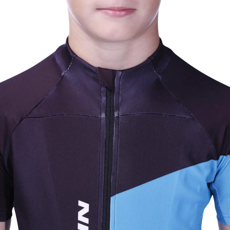 BTWIN Maillot Manches Courtes Vélo Enfant 700 Bleu 6 BTWIN Maillot Manches Courtes Vélo Enfant 700 Bleu – Image 6