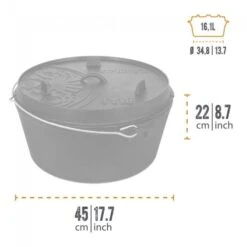 Petromax Dutch Oven FT18-18QT - Sans Pieds -Camp - Vélo Kids Magasin petromax dutch oven ft18 18qt sans pieds 2