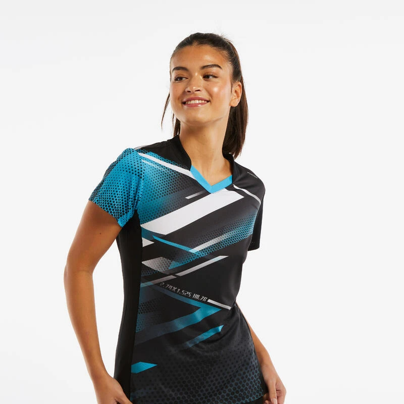 T-shirt De Tennis De Table TTP560 Femme Noir Bleu 6 T-shirt De Tennis De Table TTP560 Femme Noir Bleu – Image 6